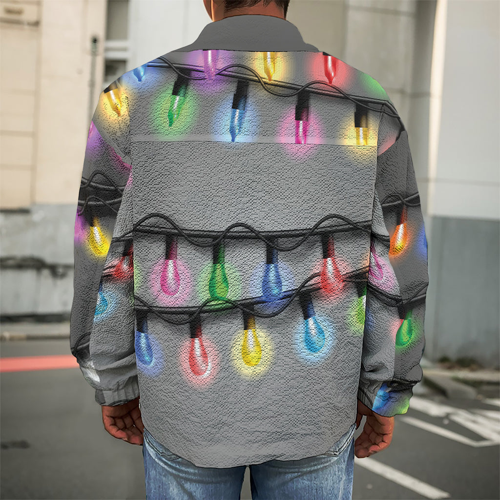 Christmas Holiday Lights Print Men's Shirt Jacket