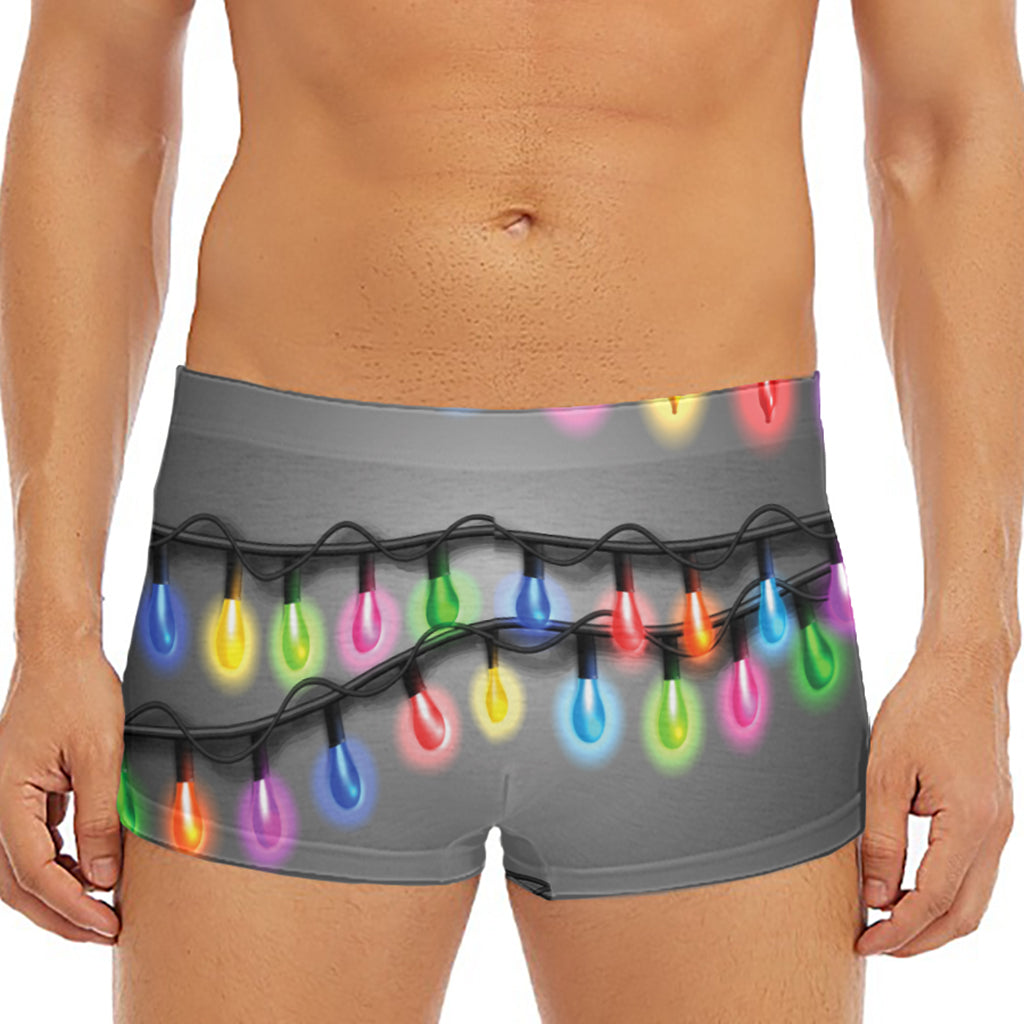 Christmas Holiday Lights Print Men's Short Boxer Briefs