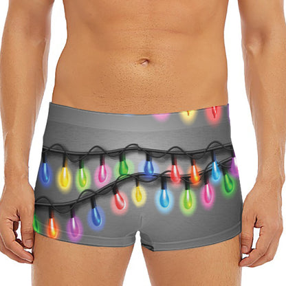 Christmas Holiday Lights Print Men's Short Boxer Briefs