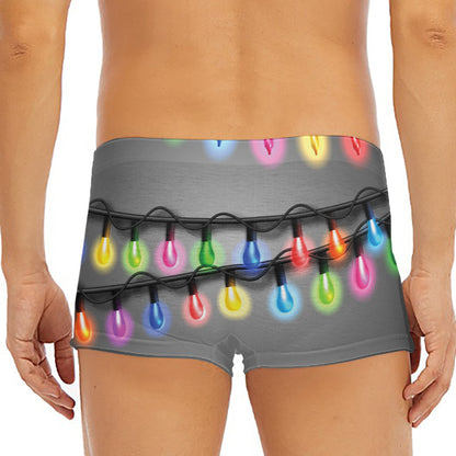 Christmas Holiday Lights Print Men's Short Boxer Briefs