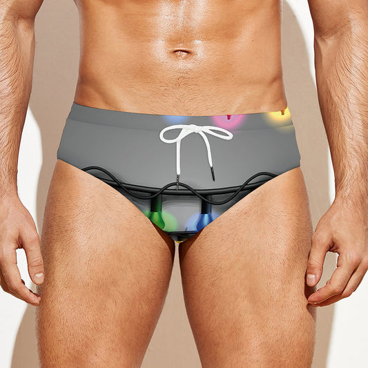 Christmas Holiday Lights Print Men's Swim Briefs