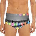 Christmas Holiday Lights Print Men's Triangle Swim Briefs