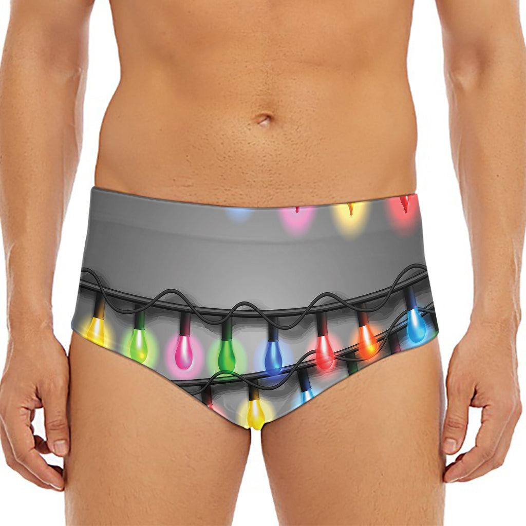 Christmas Holiday Lights Print Men's Triangle Swim Briefs
