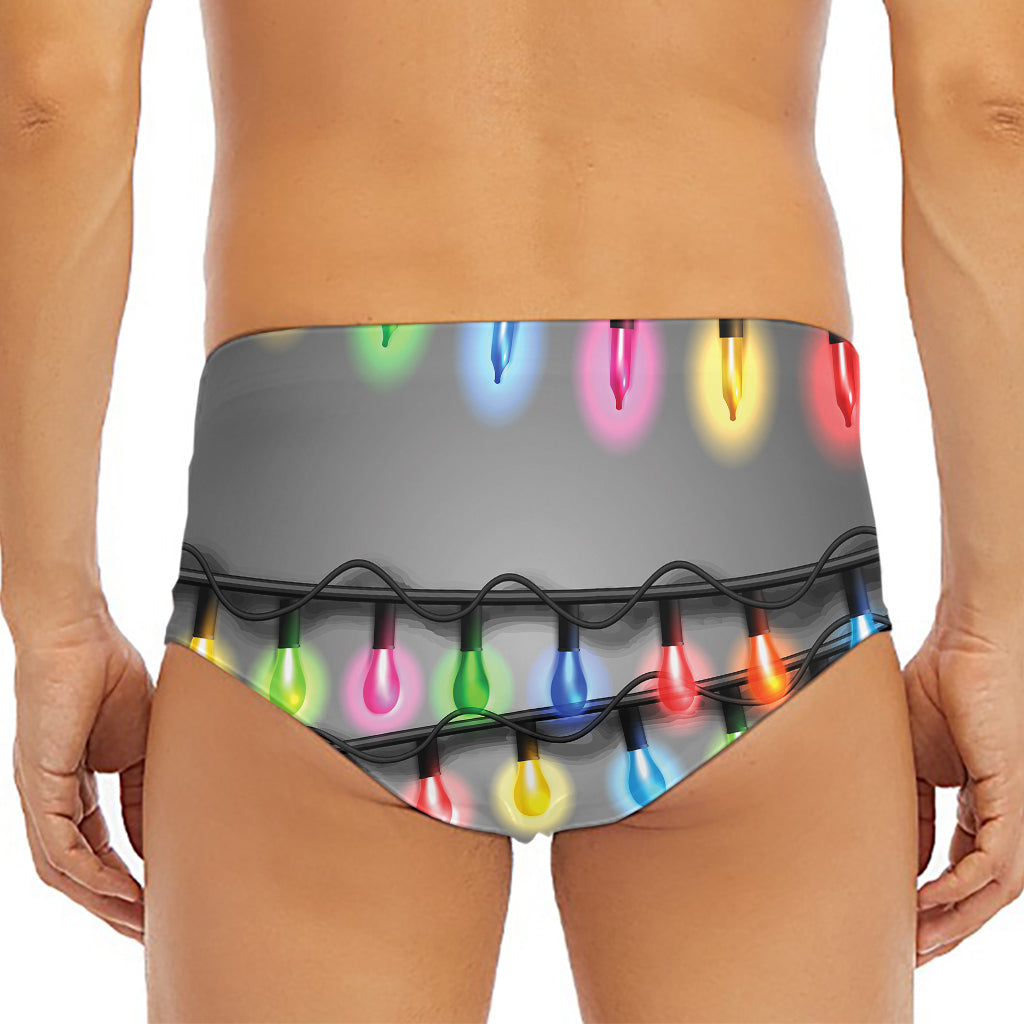Christmas Holiday Lights Print Men's Triangle Swim Briefs