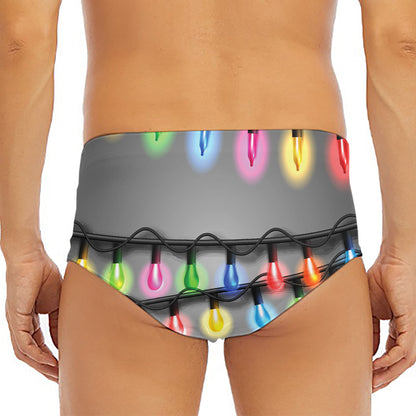 Christmas Holiday Lights Print Men's Triangle Swim Briefs