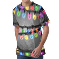 Christmas Holiday Lights Print Men's Velvet T-Shirt