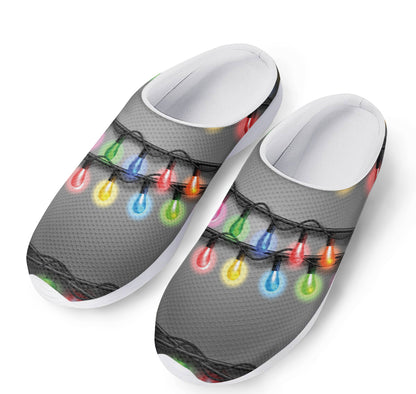 Christmas Holiday Lights Print Mesh Casual Shoes