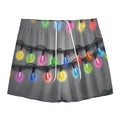 Christmas Holiday Lights Print Mesh Shorts
