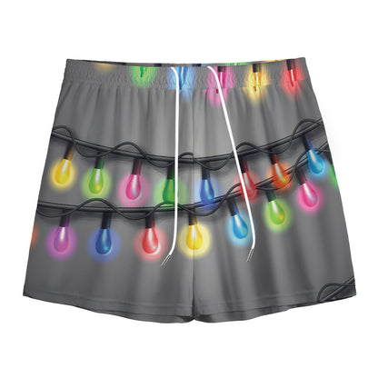 Christmas Holiday Lights Print Mesh Shorts