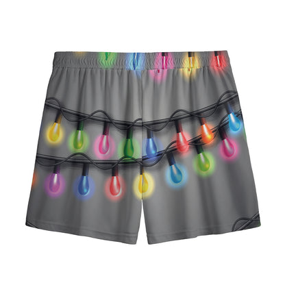 Christmas Holiday Lights Print Mesh Shorts