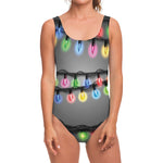 Christmas Holiday Lights Print One Piece Swimsuit