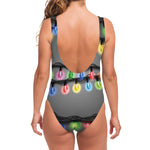 Christmas Holiday Lights Print One Piece Swimsuit