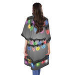 Christmas Holiday Lights Print Open Front Beach Cover Up