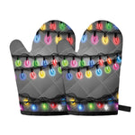 Christmas Holiday Lights Print Oven Mitts