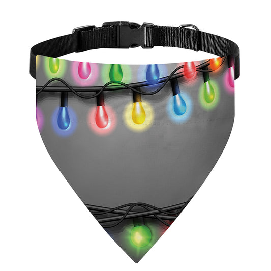 Christmas Holiday Lights Print Over The Collar Dog Bandana