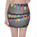 Christmas Holiday Lights Print Pencil Mini Skirt