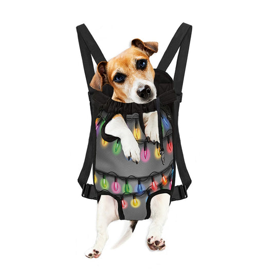 Christmas Holiday Lights Print Pet Carrier Backpack
