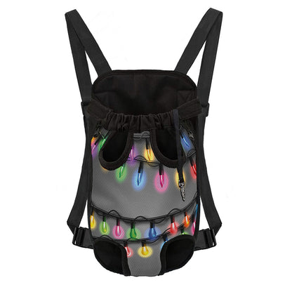 Christmas Holiday Lights Print Pet Carrier Backpack