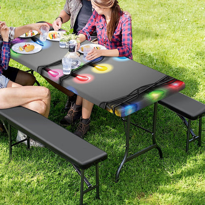 Christmas Holiday Lights Print Picnic Table Cover