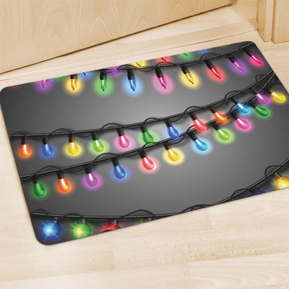 Christmas Holiday Lights Print Polyester Doormat