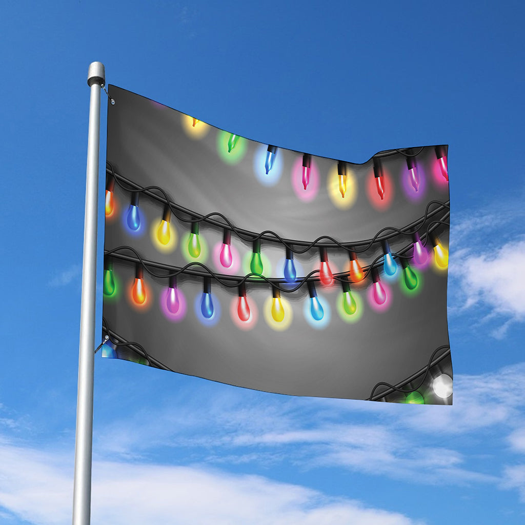 Christmas Holiday Lights Print Polyester Flag