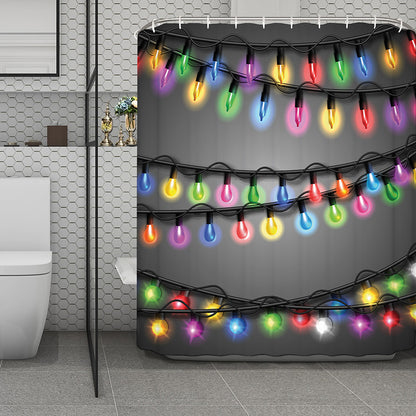 Christmas Holiday Lights Print Polyester Shower Curtain