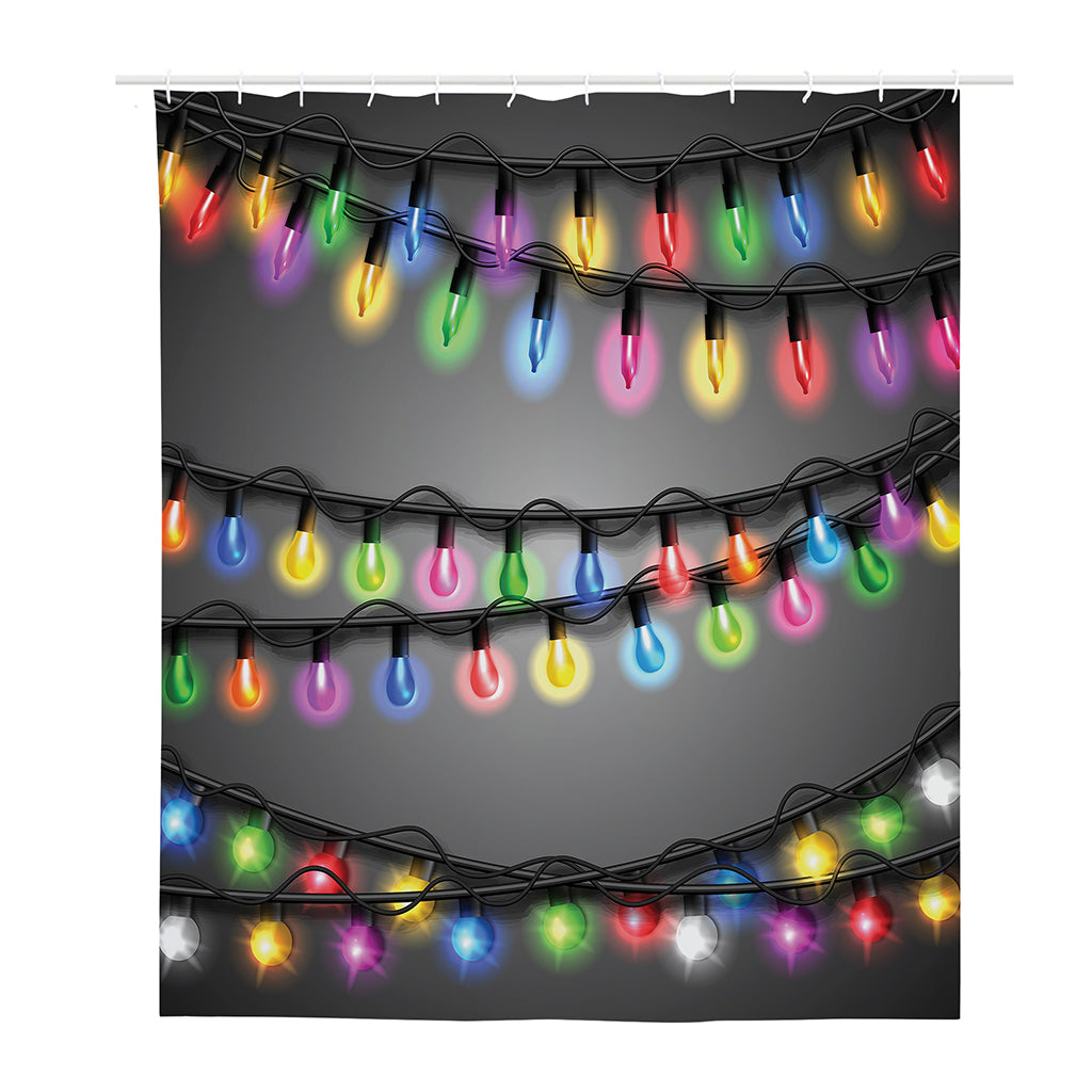 Christmas Holiday Lights Print Polyester Shower Curtain