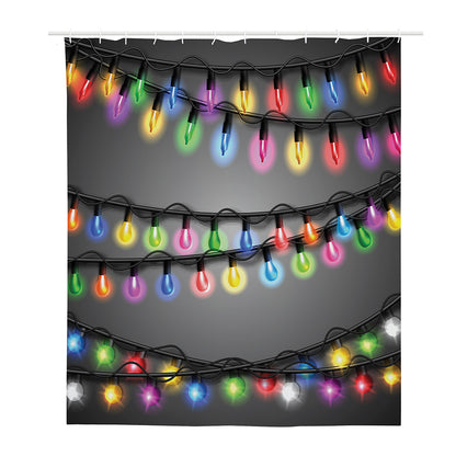 Christmas Holiday Lights Print Polyester Shower Curtain