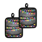 Christmas Holiday Lights Print Pot Holders