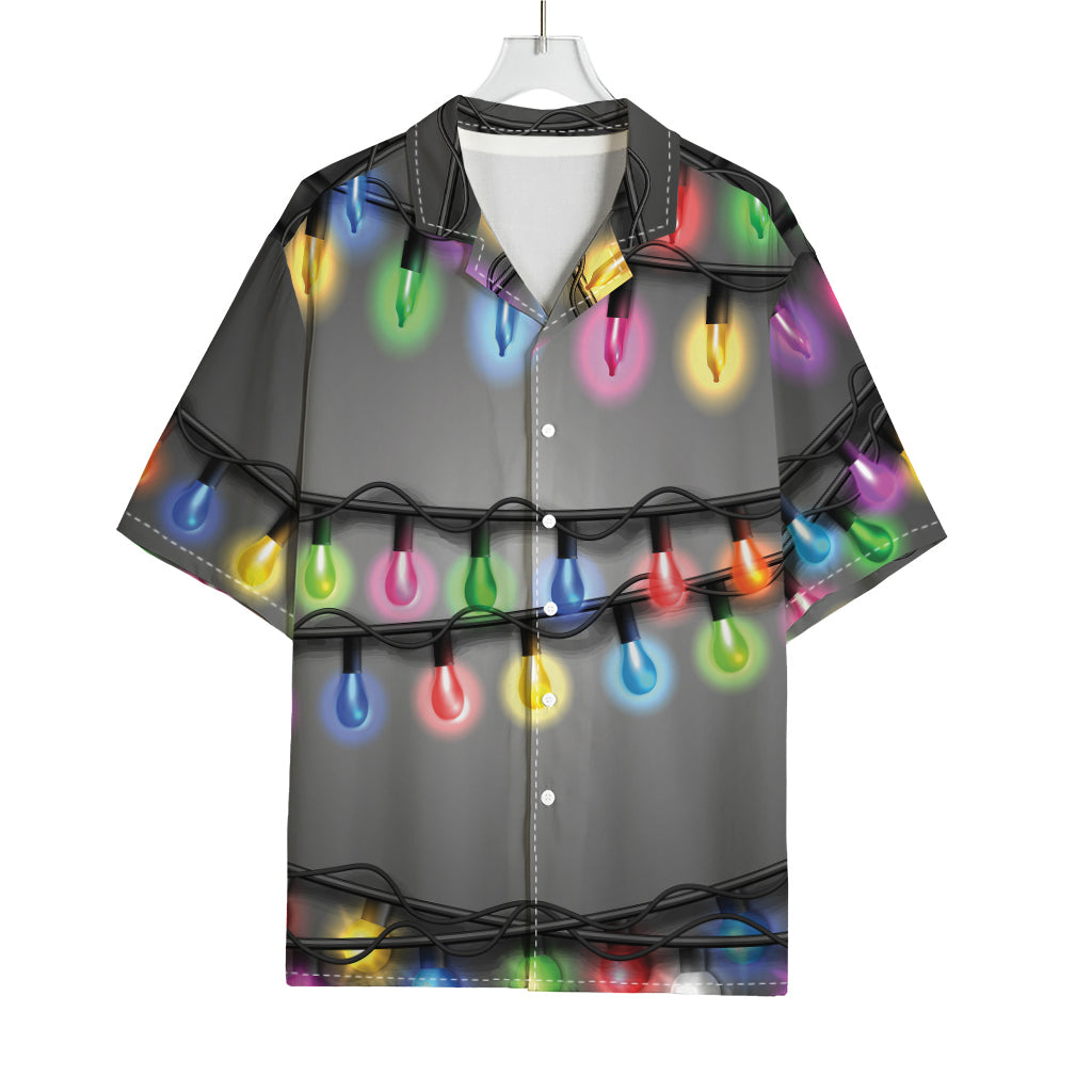 Christmas Holiday Lights Print Rayon Hawaiian Shirt