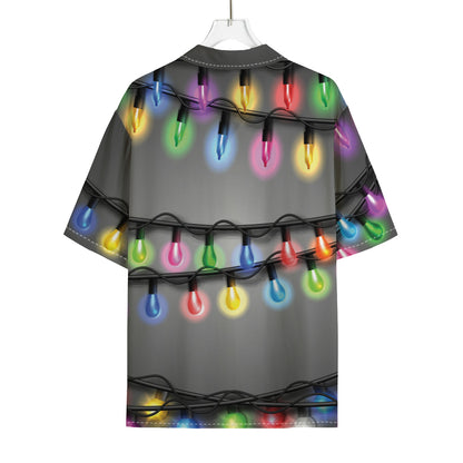 Christmas Holiday Lights Print Rayon Hawaiian Shirt