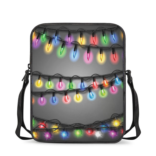 Christmas Holiday Lights Print Rectangular Crossbody Bag