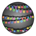 Christmas Holiday Lights Print Round Floor Mat