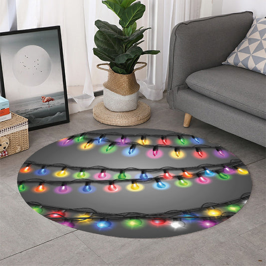 Christmas Holiday Lights Print Round Rug