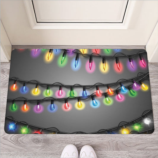 Christmas Holiday Lights Print Rubber Doormat
