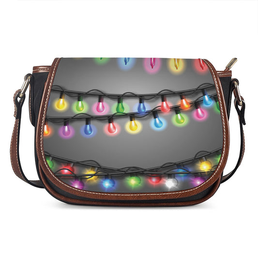 Christmas Holiday Lights Print Saddle Bag