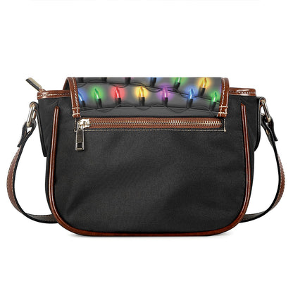 Christmas Holiday Lights Print Saddle Bag