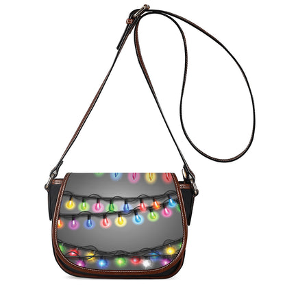Christmas Holiday Lights Print Saddle Bag