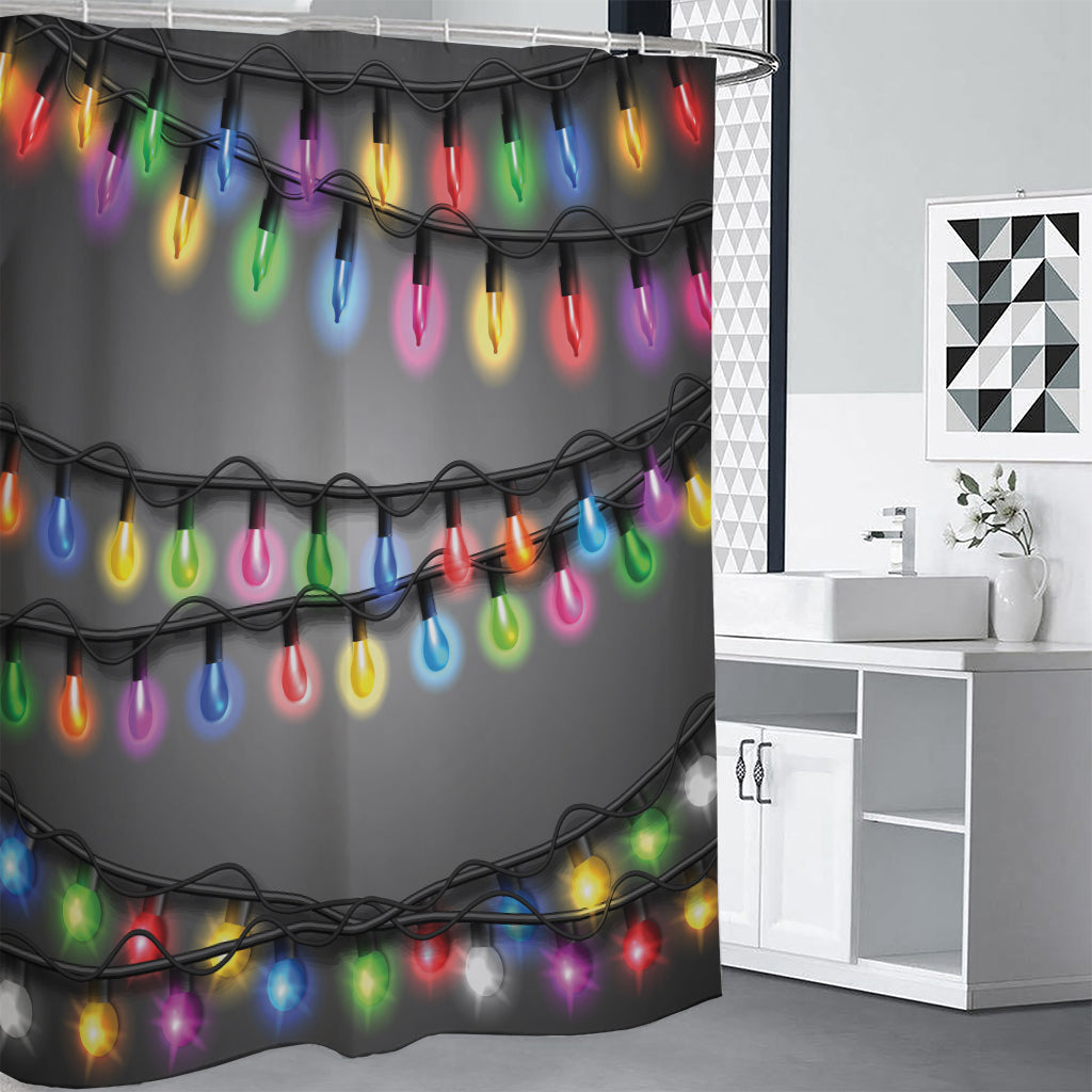 Christmas Holiday Lights Print Shower Curtain