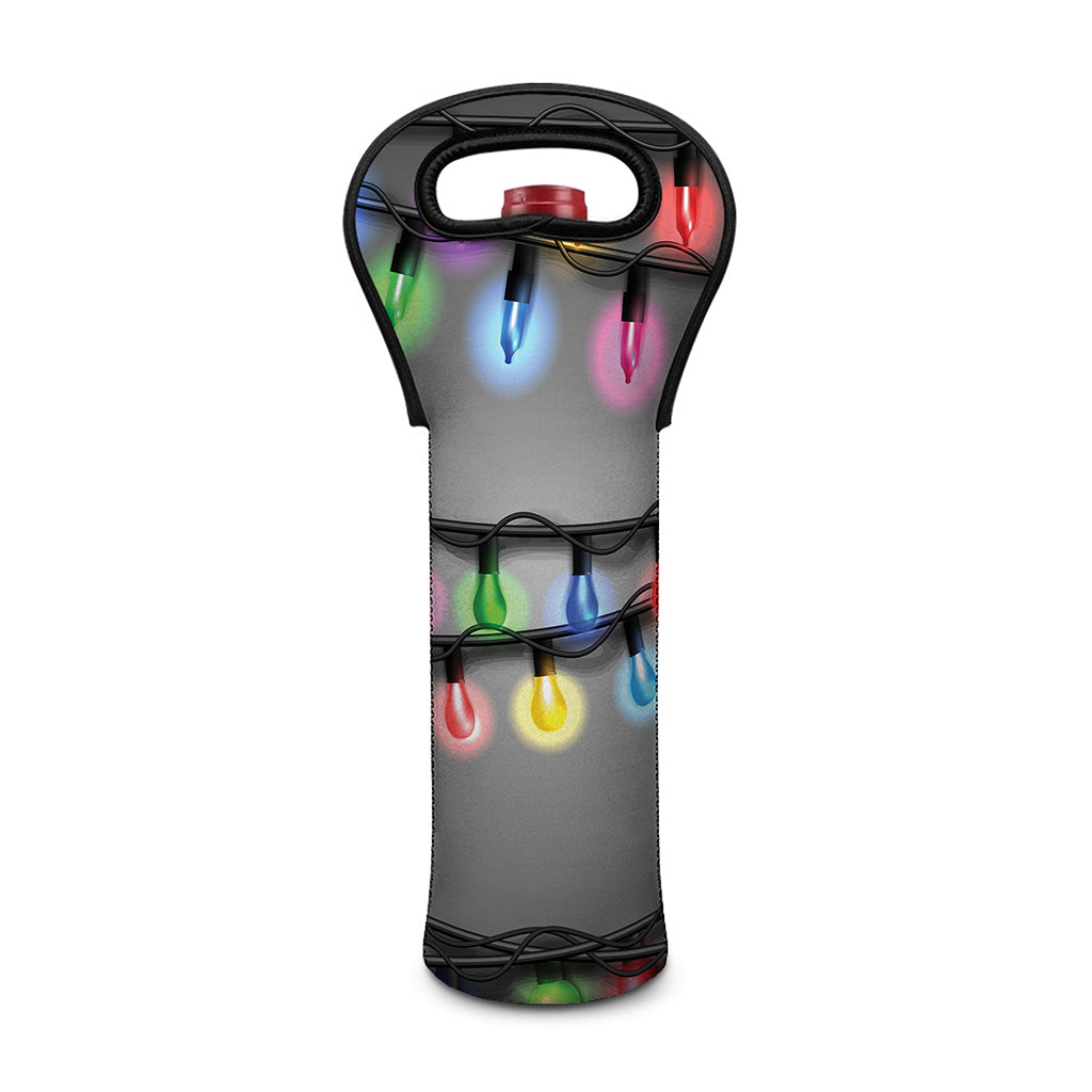 Christmas Holiday Lights Print Single Neoprene Wine Tote