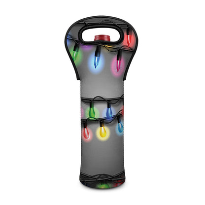 Christmas Holiday Lights Print Single Neoprene Wine Tote