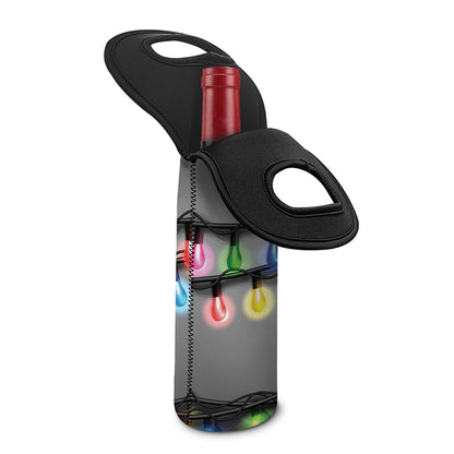 Christmas Holiday Lights Print Single Neoprene Wine Tote
