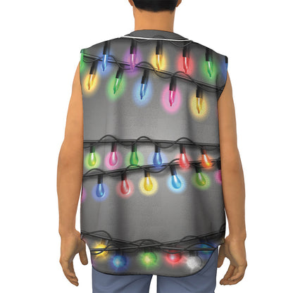 Christmas Holiday Lights Print Sleeveless Baseball Jersey