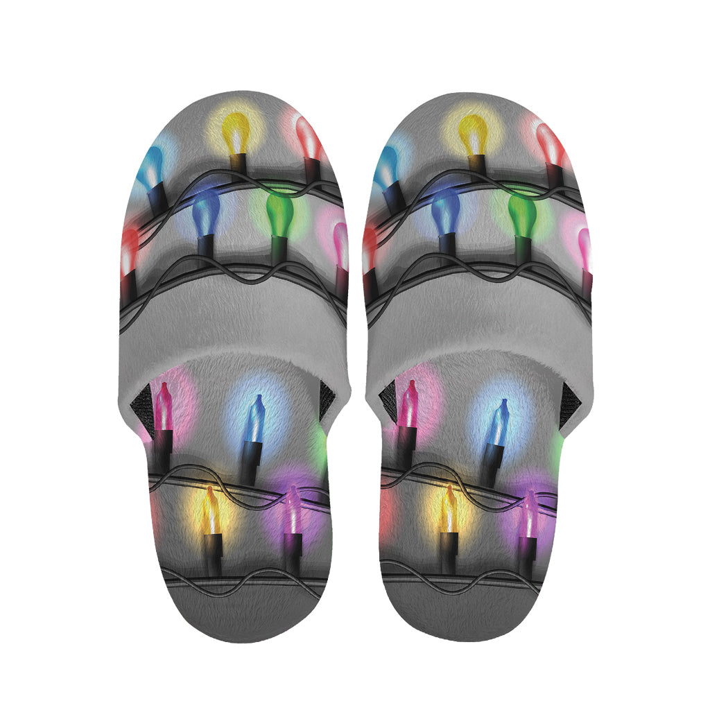 Christmas Holiday Lights Print Slippers