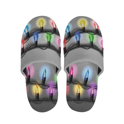 Christmas Holiday Lights Print Slippers