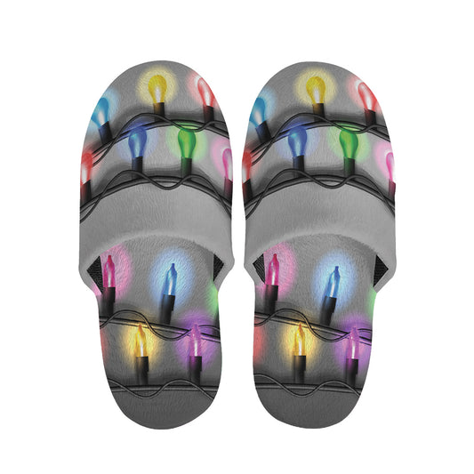 Christmas Holiday Lights Print Slippers