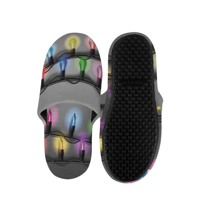 Christmas Holiday Lights Print Slippers