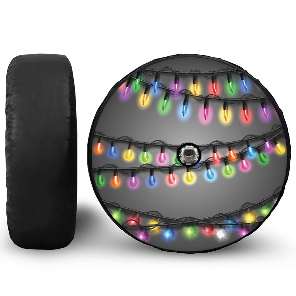 Christmas Holiday Lights Print Tire Cover With Camera Hole