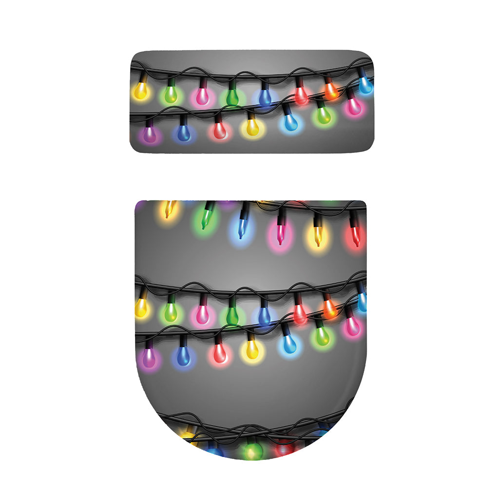 Christmas Holiday Lights Print Toilet Lid And Tank Cover Set