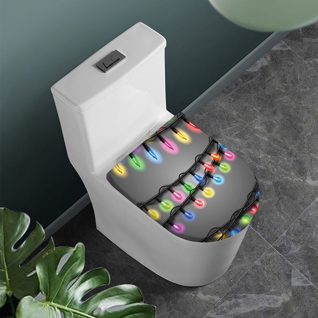 Christmas Holiday Lights Print Toilet Lid Cover